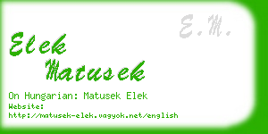 elek matusek business card